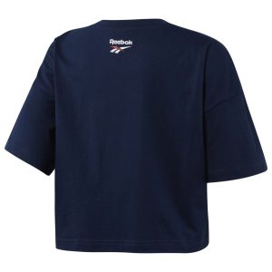 Reebok Classic All Over Vector Crop T Shirt Damen - Navy - DE 745-VZU